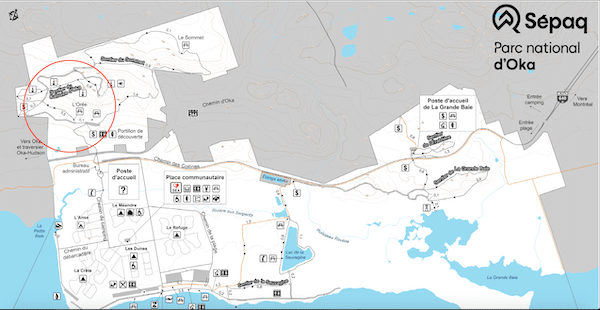 Carte du parc national dOka Sépaq LM Le Québec
